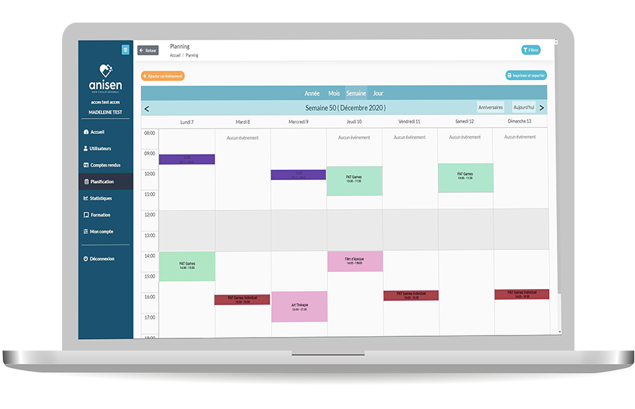 Planning - Logiciel de vie Sociale